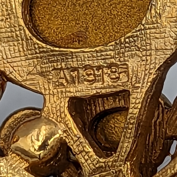 Vintage Magenta & Blue Numbered Vauxhall Glass Foil Backed Cabochon Brooch A1818 - Picture 7 of 9